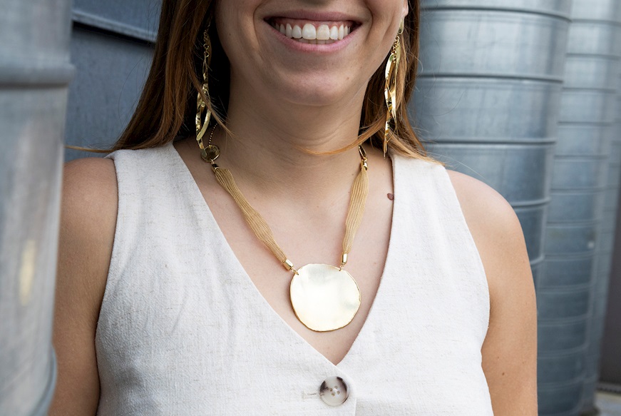 Collana argento dorato con maglia a rete e tondo centrale Selezione Zanolli