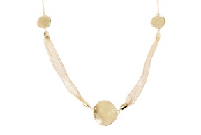 Collana argento dorato con maglia a rete e tondo centrale Selezione Zanolli