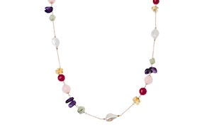 Collana argento rosè perle e quarzi multicolore Luisa della Salda