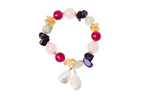 Bracciale argento rosè perle e quarzi multicolore Luisa della Salda