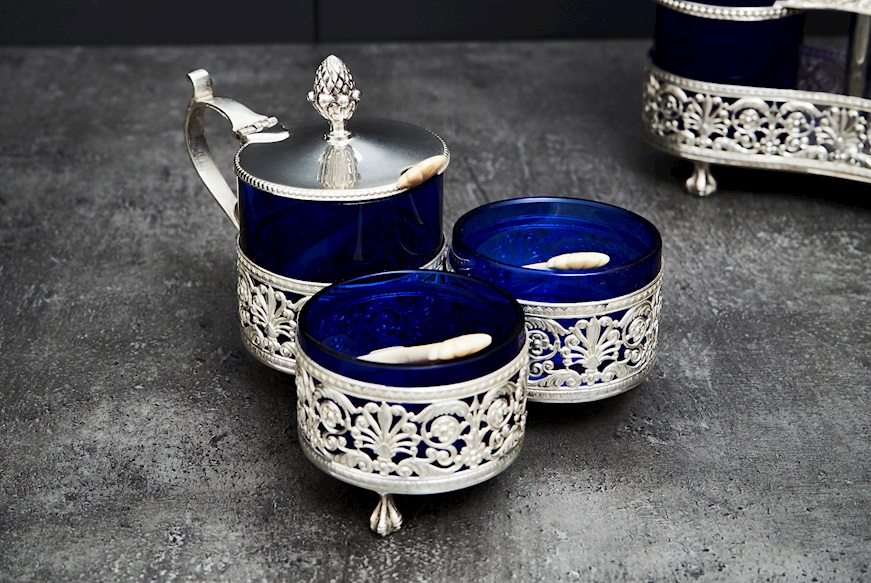 Condiment set silver 600 grammi 2 pieces Zanolli Vintage