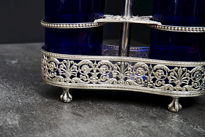 Condiment set silver 600 grammi 2 pieces Zanolli Vintage