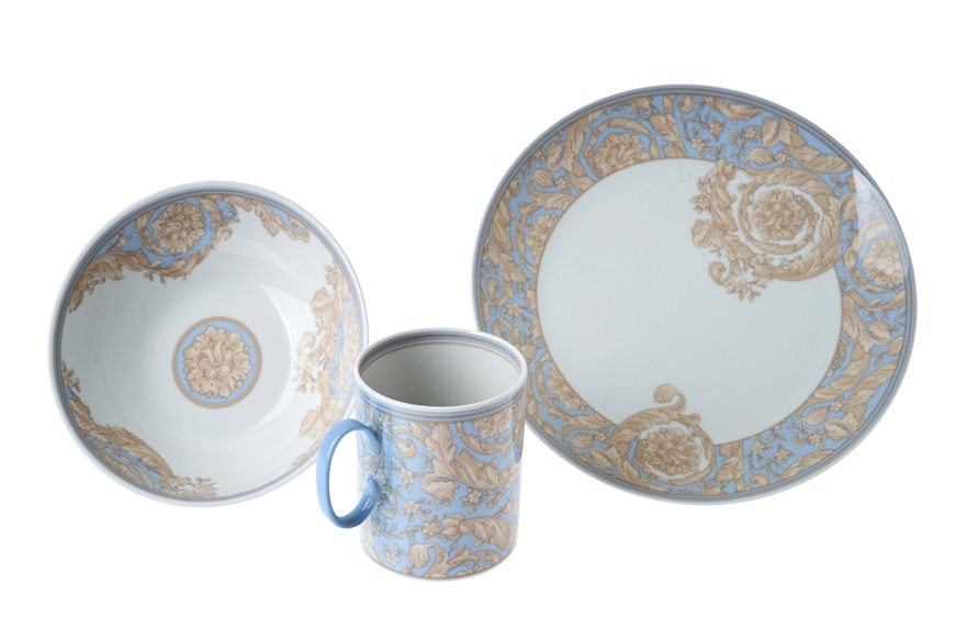 Set Kids Barocco Blue porcellana 3 pezzi Versace