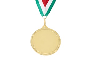 Medaglia per premiazioni personalizzabile metallo con finitura dorata e nastro tricolore Selezione Zanolli