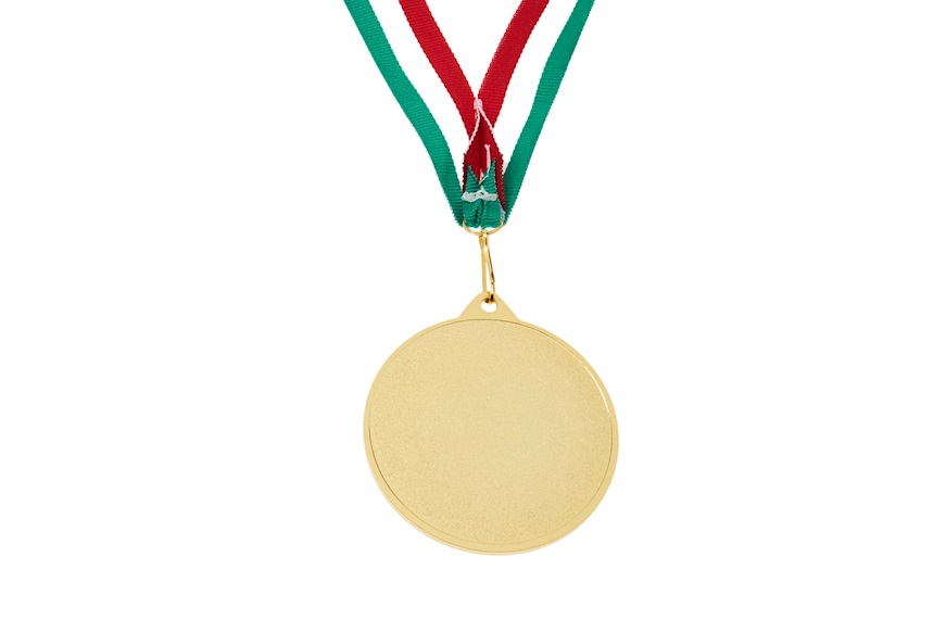 Medaglia per premiazioni personalizzabile metallo con finitura dorata e nastro tricolore Selezione Zanolli
