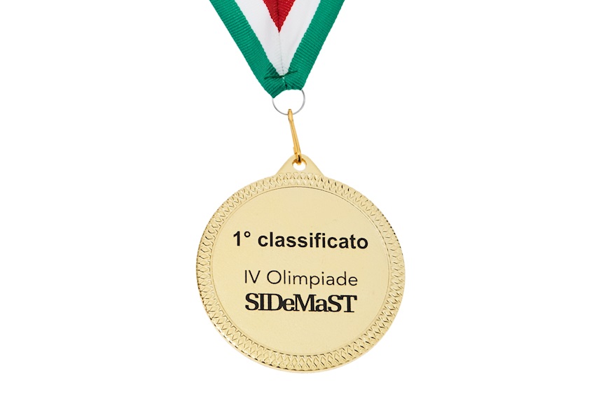 Medaglia per premiazioni personalizzabile metallo con finitura dorata e nastro tricolore Selezione Zanolli