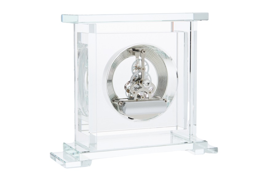 Table clock crystal with visible movement Ottaviani