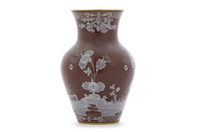 Vaso Ming Oriente Italiano Castagna porcellana Richard Ginori