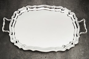 Vassoio argento 1642 grammi in stile Settecento usato ricondizionato Zanolli Vintage