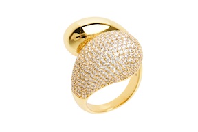 Anello in ottone dorato e zirconi Sovrani