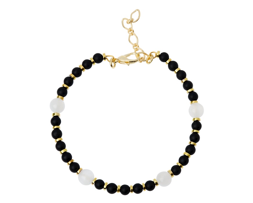 Bracciale ottone finitura dorata con pietre nere e bianche Selezione Zanolli