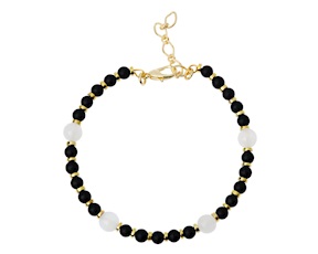 Bracciale ottone finitura dorata con pietre nere e bianche Selezione Zanolli