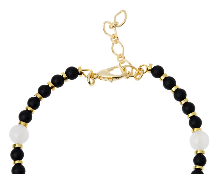 Bracciale ottone finitura dorata con pietre nere e bianche Selezione Zanolli