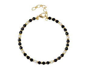 Bracciale ottone finitura dorata con spinello nero e perle Selezione Zanolli