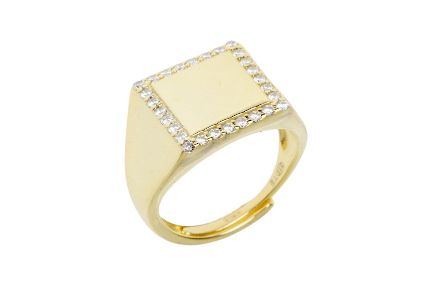 Anello argento dorato con zirconi bianchi Selezione Zanolli