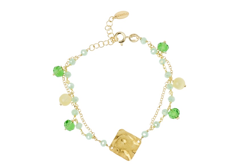 Bracciale argento dorato con pietre verdi Selezione Zanolli