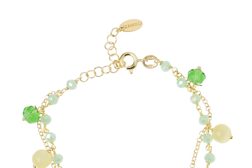 Bracciale argento dorato con pietre verdi Selezione Zanolli