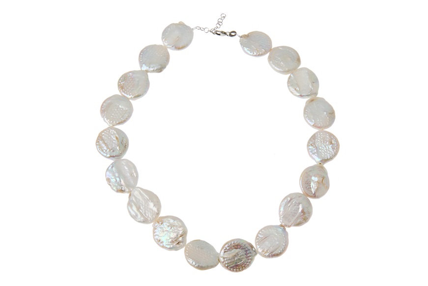 Collana argento con perle tonde piatte Selezione Zanolli