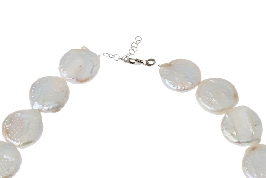 Collana argento con perle tonde piatte Selezione Zanolli