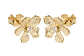 Orecchini argento dorato fiore e zircone bianco Selezione Zanolli
