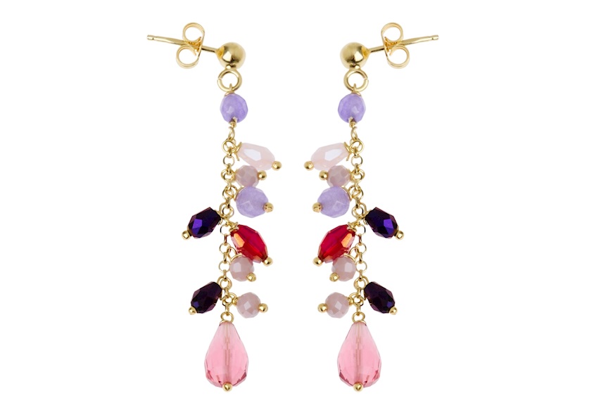Orecchini argento dorato con quarzo rosa e spinello Selezione Zanolli