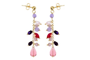 Orecchini argento dorato con quarzo rosa e spinello Selezione Zanolli