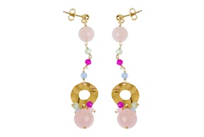 Orecchini argento dorato con quarzo rosa e spinello Selezione Zanolli