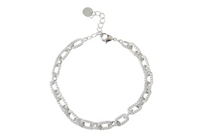 Bracciale ottone finitura rodio e zirconi Sovrani
