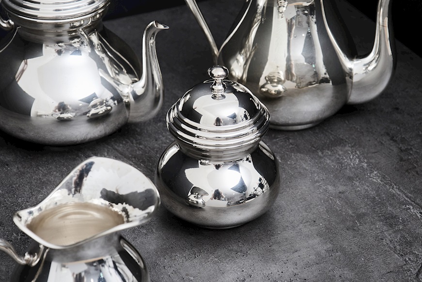 Tea and coffee service silver 1435 grammi in English style Zanolli Vintage
