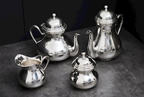Servizio da the e caffè argento 1435 grammi 4 pezzi in stile Inglese usato ricondizionato Zanolli Vintage