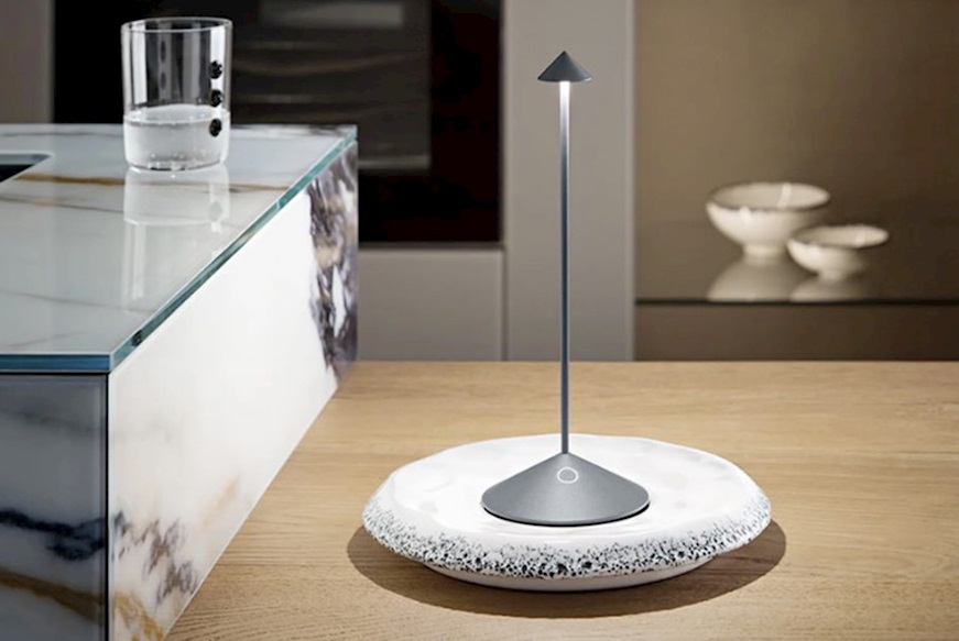 Lampada da tavolo Pina Grigio Scuro Zafferano
