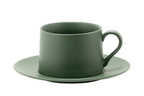 Tazza the con piattino Levante porcellana verde Zafferano