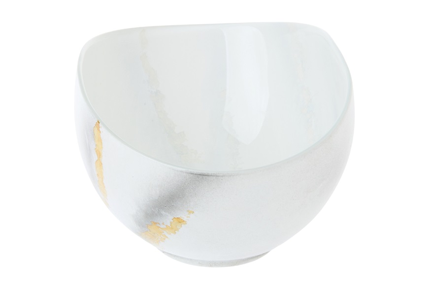 Ciotola decoro marmo bianco e oro Selezione Zanolli