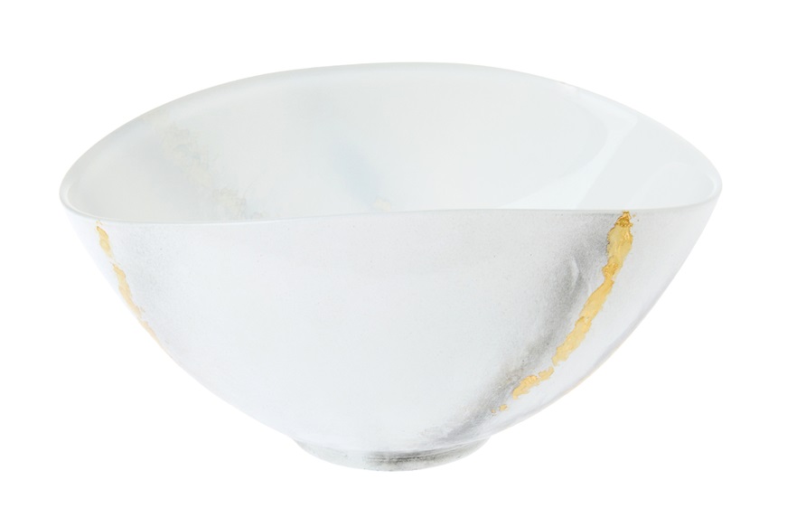 Ciotola decoro marmo bianco e oro Selezione Zanolli