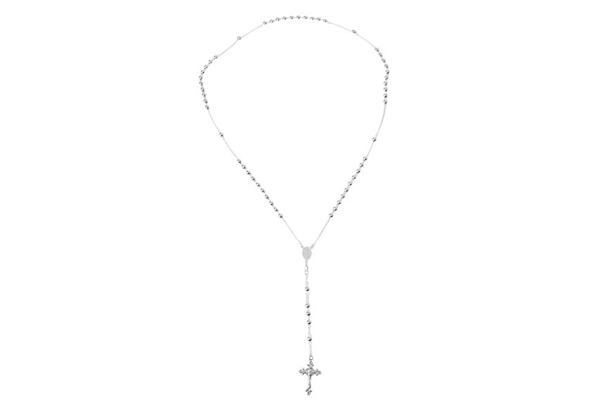 Collana Rosario argento con palline lucide e croce Selezione Zanolli
