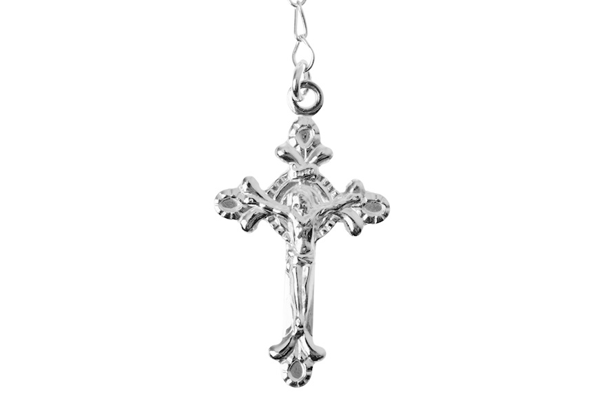 Collana Rosario argento con palline lucide e croce Selezione Zanolli