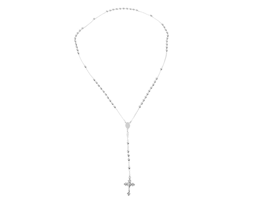 Rosary Necklace silver with glossy balls and cross Selezione Zanolli