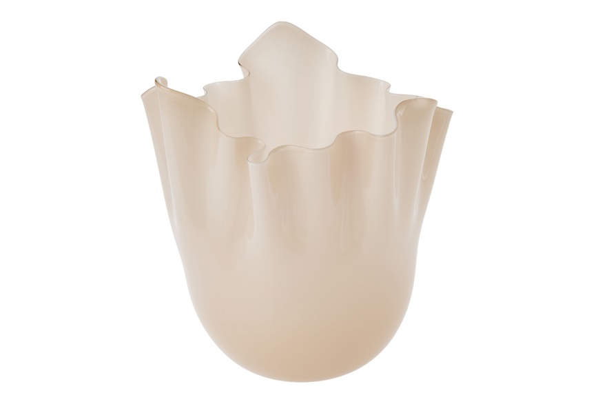Vaso Fazzoletto vetro di Murano moka Venini