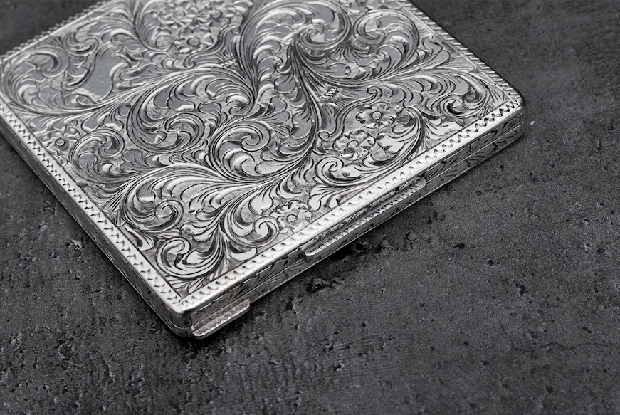 Portasigarette argento 71 grammi con incisione fiorentina usato ricondizionato Zanolli Vintage