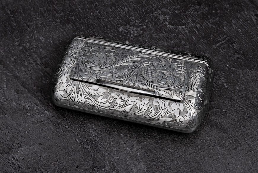 Portatabacco argento 74 grammi con incisione fiorentina usato ricondizionato Zanolli Vintage