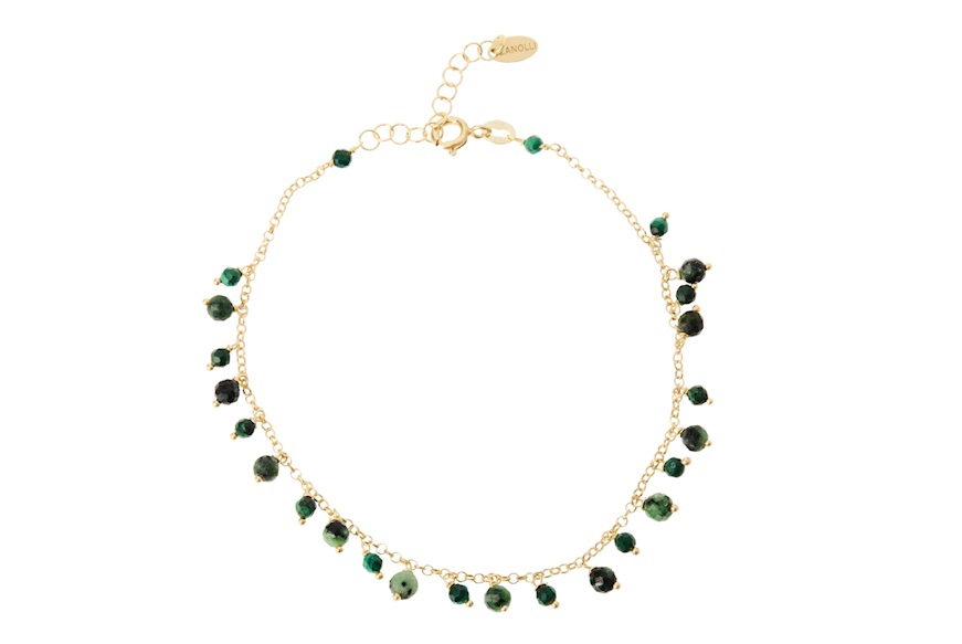 Cavigliera argento dorato e agata verde Selezione Zanolli