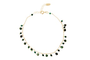Anklet silver gold and green agate Selezione Zanolli