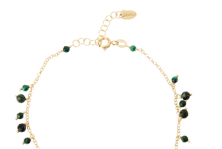 Cavigliera argento dorato e agata verde Selezione Zanolli