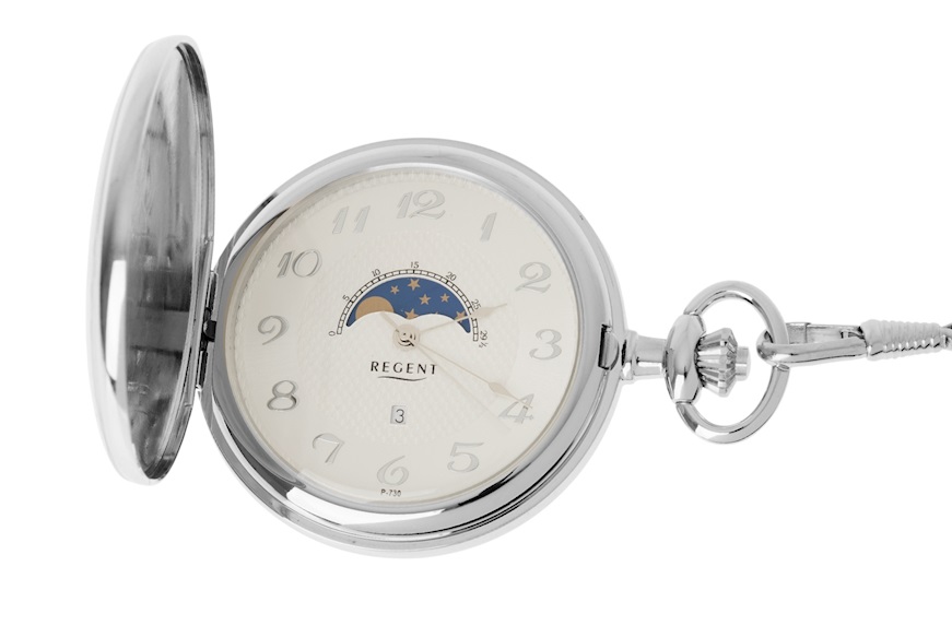 Orologio da taschino Regent acciaio con fasi lunari Selezione Zanolli