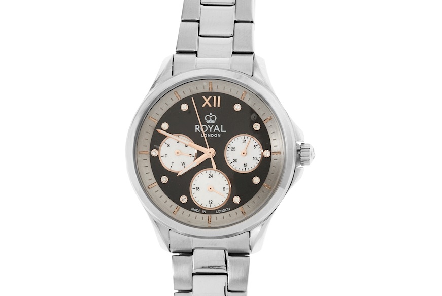 Orologio da polso donna acciaio con quadrante nero Royal London