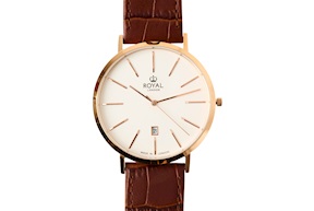 Orologio da polso acciaio con quadrante bianco e cinturino in pelle Royal London
