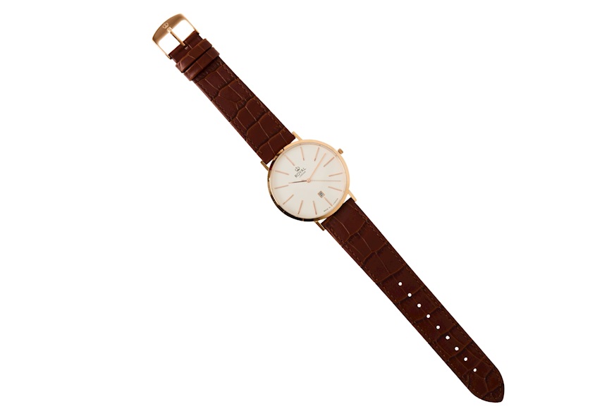 Orologio da polso acciaio con quadrante bianco e cinturino in pelle Royal London