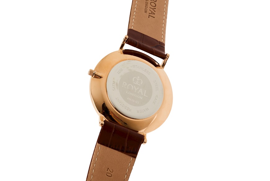 Orologio da polso acciaio con quadrante bianco e cinturino in pelle Royal London