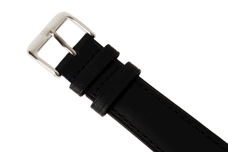 Orologio da polso acciaio con quadrante nero e cinturino in pelle Royal London