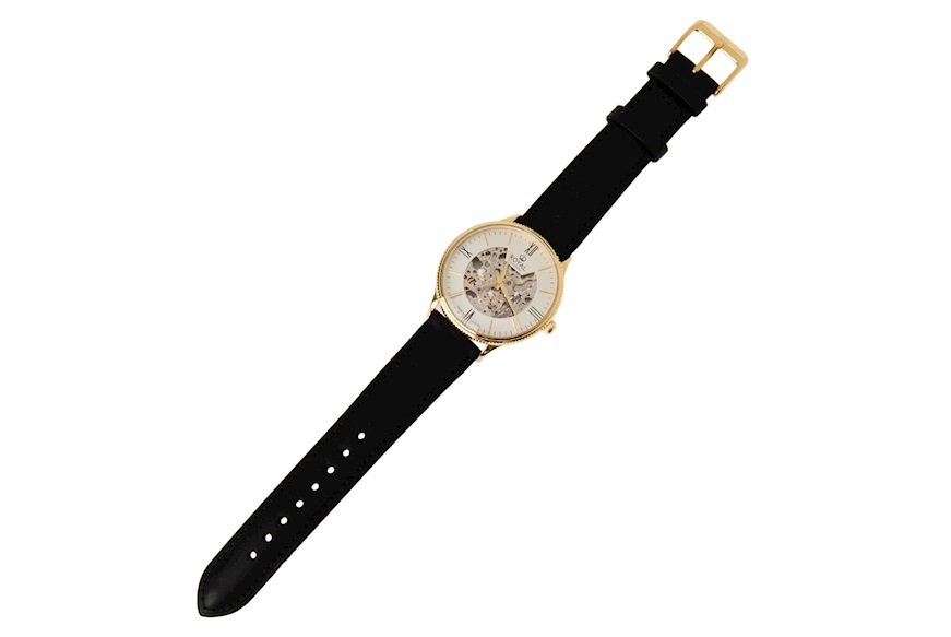Orologio da polso acciaio con movimento a vista e cinturino in pelle Royal London